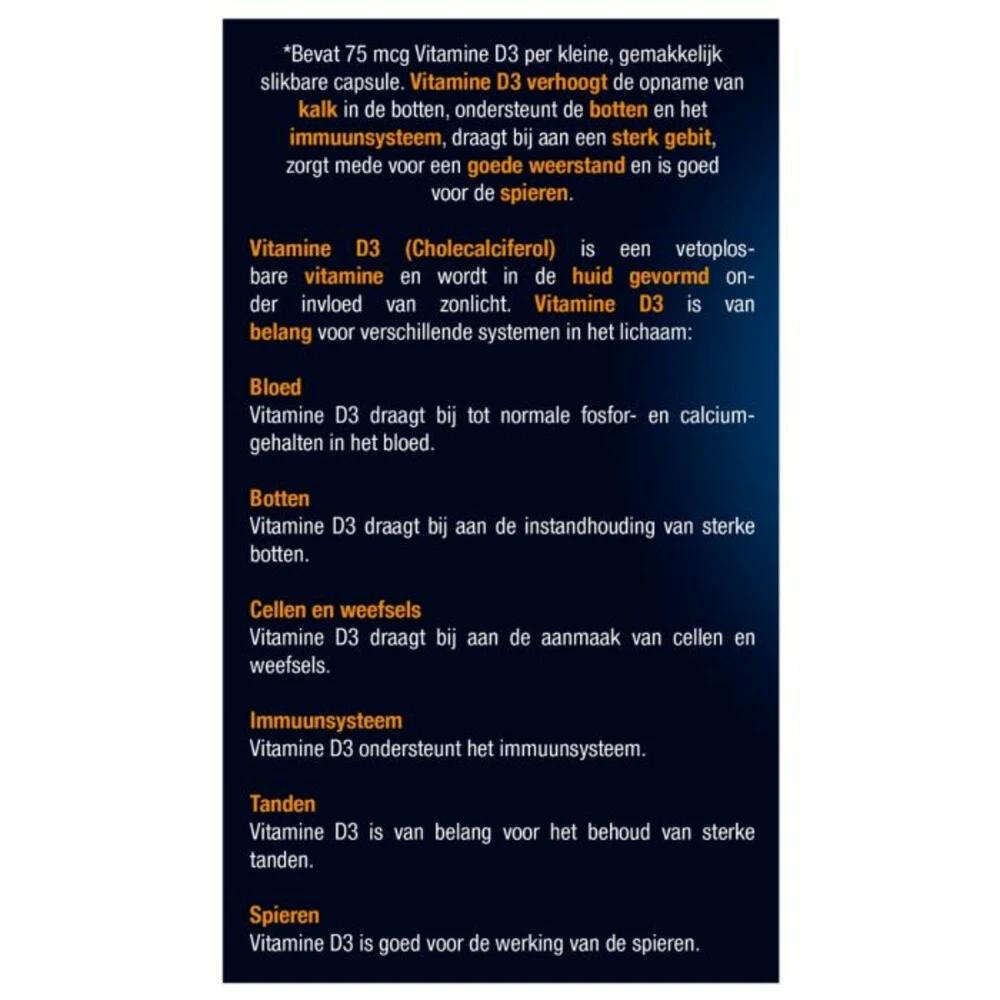 Lucovitaal Vitamine D3 D3 75mcg (3000IE) Forte 4 Lucovitaal Vitamine D3 D3 75mcg (3000IE) Forte - Afbeelding 4