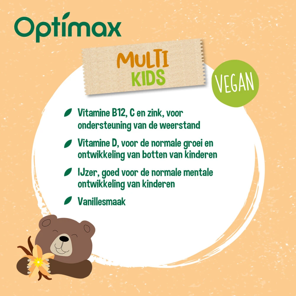 Optimax Kinder Multivitamine Vanille 4 Optimax Kinder Multivitamine Vanille - Afbeelding 4