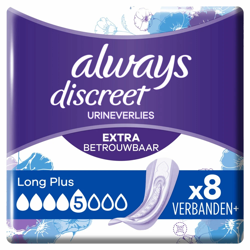 Always® 5x Always Discreet Incontinentieverband Long Plus 1 Always® 5x Always Discreet Incontinentieverband Long Plus